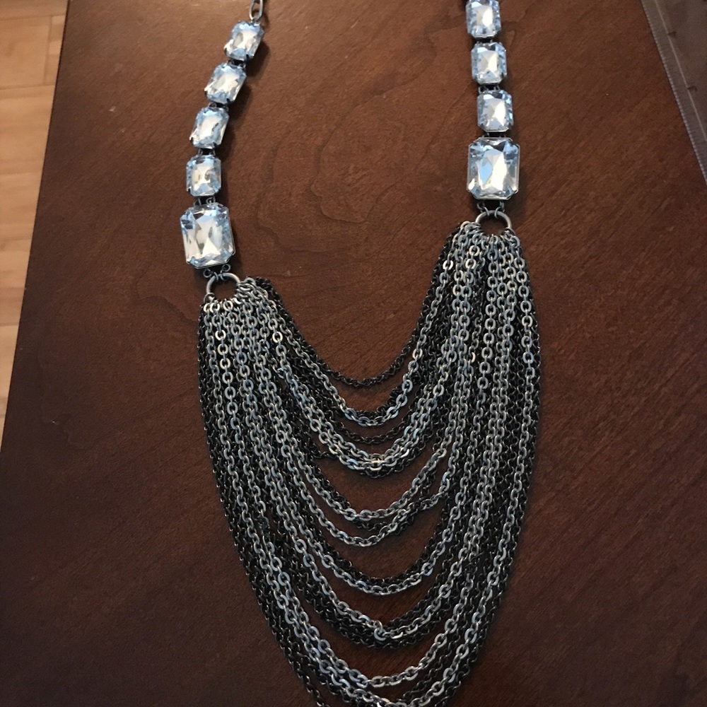 Statement Multistrand Silvertone Necklace - image 8